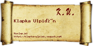 Klapka Ulpián névjegykártya